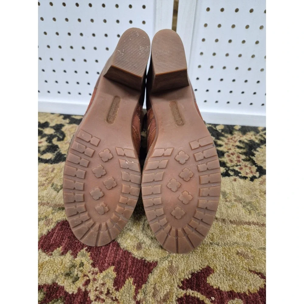 Timberland Dennett Brown Leather Suede Ankle Boots Block Heel Size 11